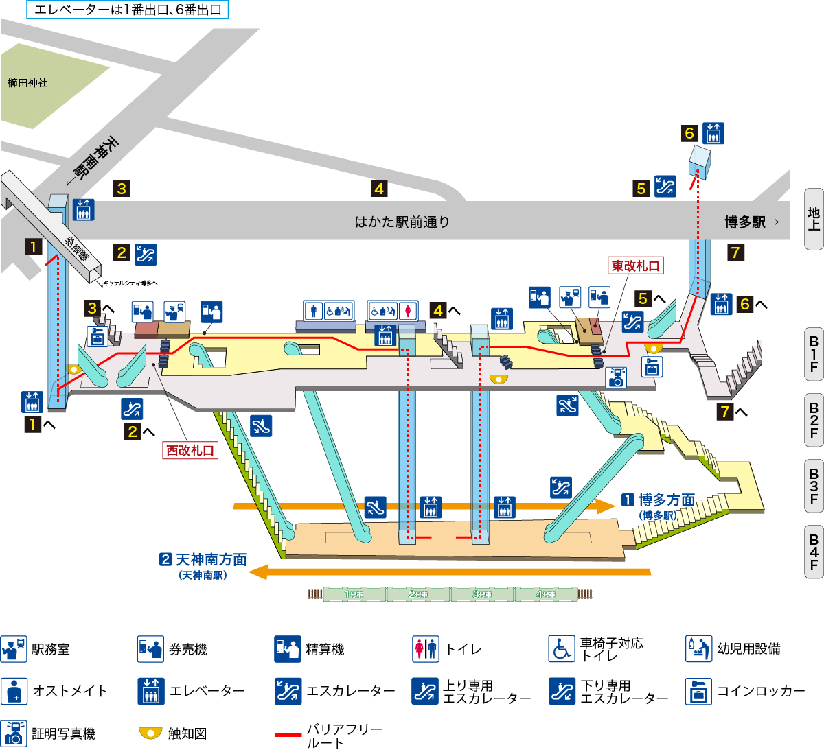 櫛田神社前駅立体図