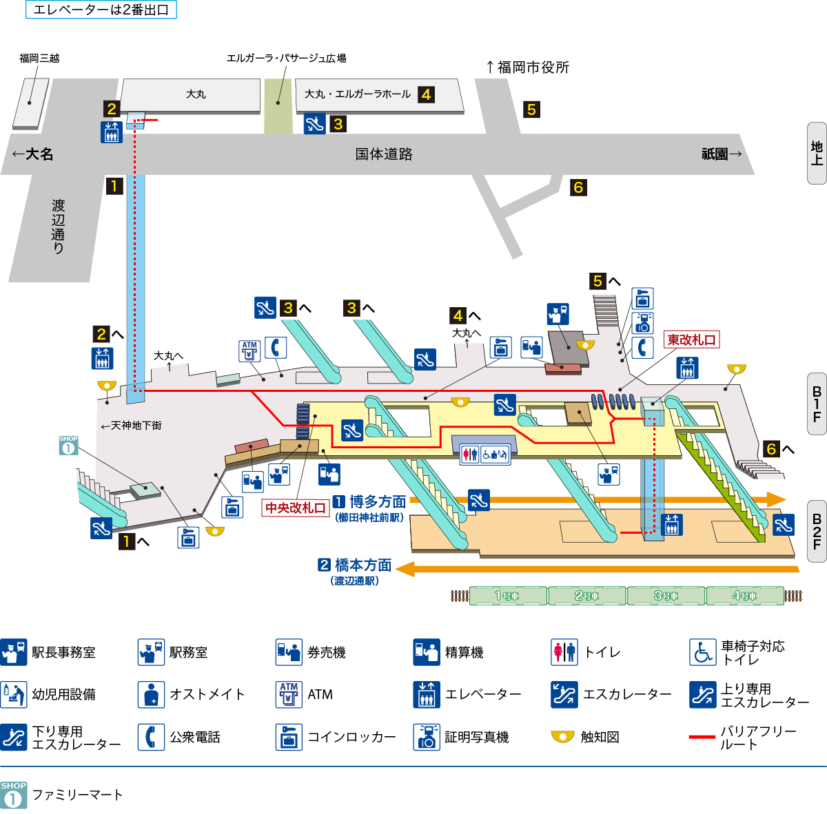 天神南駅立体図